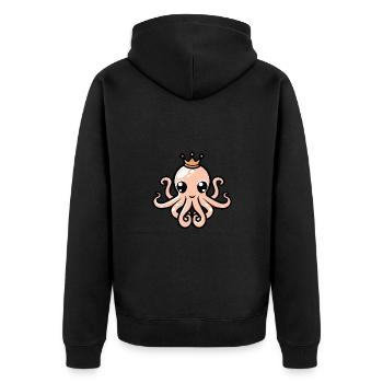 Oktopus Comic Krone - Unisex Premium Bio Zip Hoodie - Schwarz - Hinten - Nico (187cm)