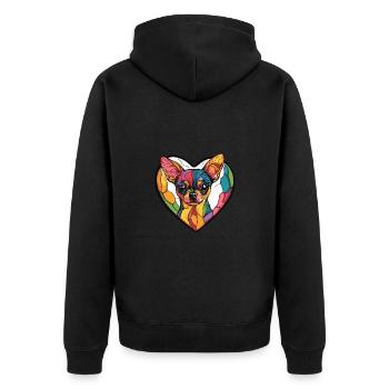 Chihuahua Hund Herz Liebe - Unisex Premium Bio Zip Hoodie - Schwarz - Hinten - Nico (187cm)