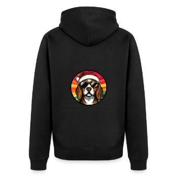 Beagle Dog Christmas Cool - Unisex Premium Organic Zip Hoodie - black - Back - Nico (187cm)