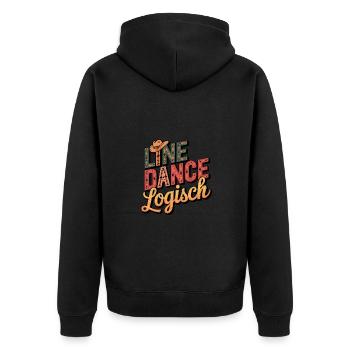 Line Dance Was sonst? Ich bin Line Dancer - Unisex Premium Bio Zip Hoodie - Schwarz - Hinten - Nico (187cm)
