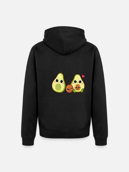 Kawaii Valentine Avocado - Avocado design - Premium økologisk unisex-hættejakke - sort
