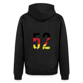 Maillot 52 Numéro Allemagne - Veste à capuche bio Premium Unisexe - noir - Dos - Nico (187cm)