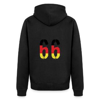 Maillot 66 Numéro Allemagne - Veste à capuche bio Premium Unisexe - noir - Dos - Nico (187cm)