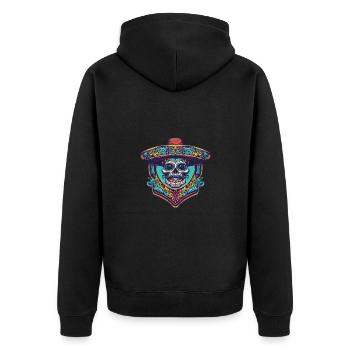 Mexican Skull Sombrero - Unisex Premium Organic Zip Hoodie - black - Back - Nico (187cm)