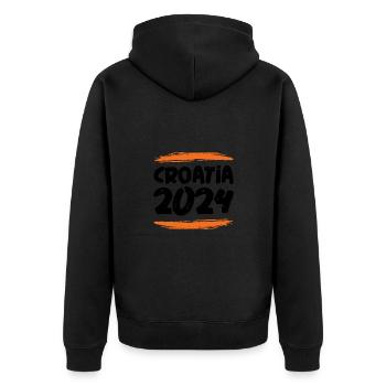 Croatia 2024 - Unisex Premium Bio Zip Hoodie - Schwarz - Hinten - Nico (187cm)
