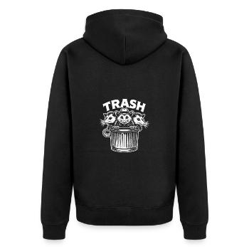 Trash gang three possums look out of the garbage can - Unisex Premium Organic Zip Hoodie - black - Back - Nico (187cm)