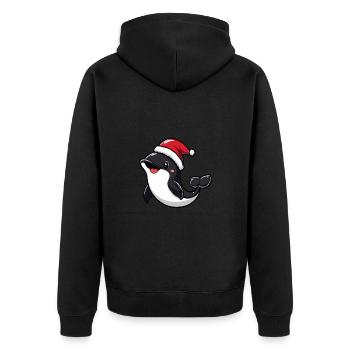 Whale Christmas Cute - Unisex Premium Organic Zip Hoodie - black - Back - Nico (187cm)