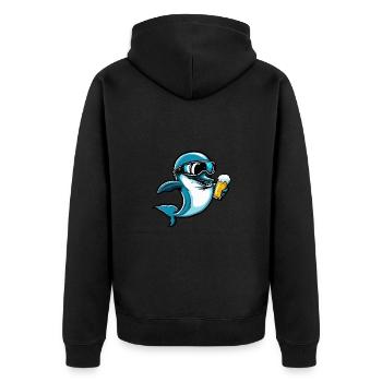 Delfin Ski Beer - Unisex Premium Organic Zip Hoodie - black - Back - Nico (187cm)