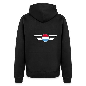 T-shirt de style luxembourgeois - Veste à capuche bio Premium Unisexe - noir - Dos - Nico (187cm)
