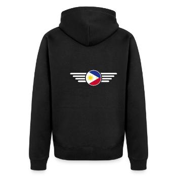 T-shirt de conception de style philippin - Veste à capuche bio Premium Unisexe - noir - Dos - Nico (187cm)