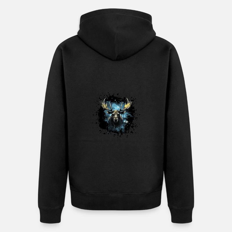 Portrait d’orignal - Veste à capuche bio Premium Unisexe - noir
