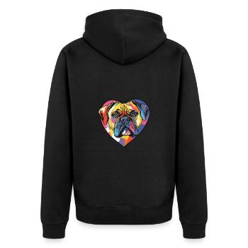 Bullmastiff Hund Herz Liebe - Unisex Premium Bio Zip Hoodie - Schwarz - Hinten - Nico (187cm)