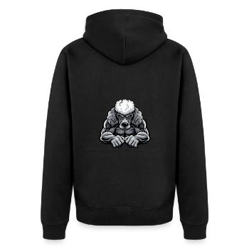 Poodle Dog Muscles Bodybuilding - Unisex Premium Organic Zip Hoodie - black - Back - Nico (187cm)
