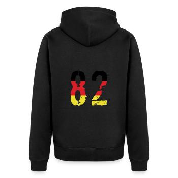 Maillot 82 Numéro Allemagne - Veste à capuche bio Premium Unisexe - noir - Dos - Nico (187cm)