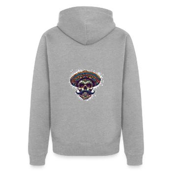 Crâne mexicain - Veste à capuche bio Premium Unisexe - gris chiné - Dos - Nico (187cm)