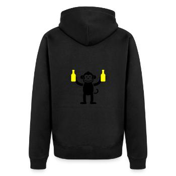 Affe Mit Bier Lustig Party - Unisex Premium Bio Zip Hoodie - Schwarz - Hinten - Nico (187cm)