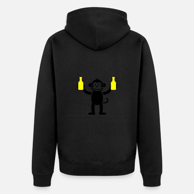 Affe Mit Bier Lustig Party - Unisex Premium Bio Zip Hoodie - Schwarz
