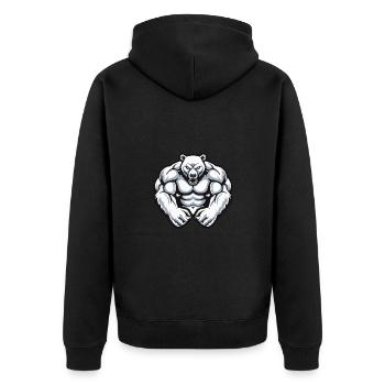 Polar Bear Muscles Bodybuilding Polar Bear - Unisex Premium Organic Zip Hoodie - black - Back - Nico (187cm)