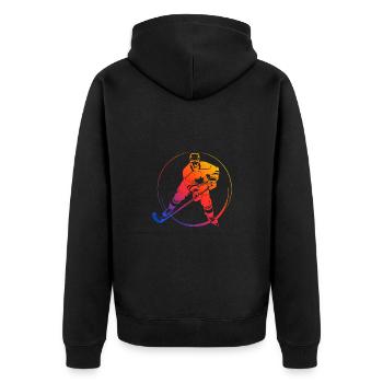 Hockey Spieler Bunt - Unisex Premium Bio Zip Hoodie - Schwarz - Hinten - Nico (187cm)