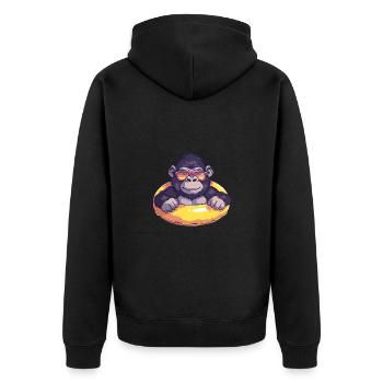 Gorilla Sommer Comic - Unisex Premium Bio Zip Hoodie - Schwarz - Hinten - Nico (187cm)