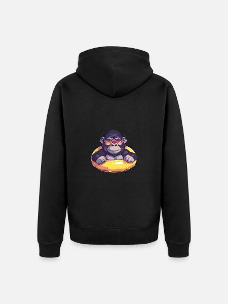 Gorilla Sommer Comic - Unisex Premium Bio Zip Hoodie - Schwarz