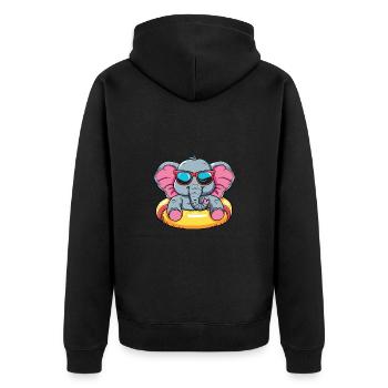 Elefant Sommer Comic - Unisex Premium Bio Zip Hoodie - Schwarz - Hinten - Nico (187cm)
