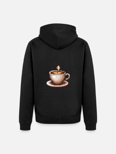 Kaffee Pixel Gamer - Unisex Premium Bio Zip Hoodie - Schwarz