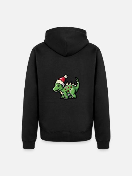 Dinosaur stegosaurus Christmas - Unisex Premium Organic Zip Hoodie - black