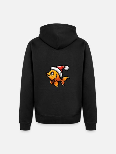 Goldfish Christmas - Unisex Premium Organic Zip Hoodie - black
