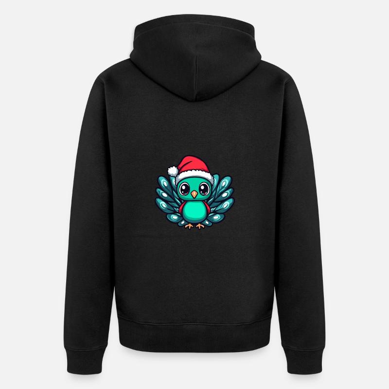 Paon Oiseau Noël Noël - Veste à capuche bio Premium Unisexe - noir
