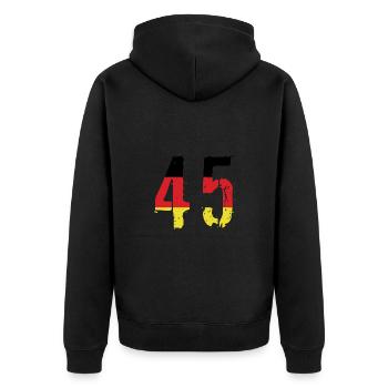 Maillot 45 Numéro Allemagne - Veste à capuche bio Premium Unisexe - noir - Dos - Nico (187cm)