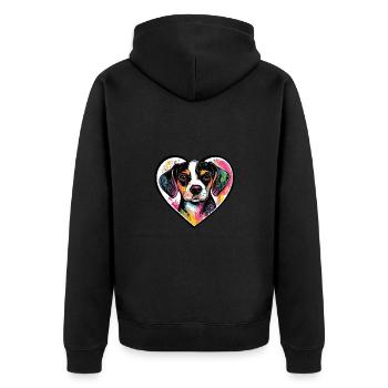 Beagle Hund Herz Liebe - Unisex Premium Bio Zip Hoodie - Schwarz - Hinten - Nico (187cm)