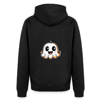 Ghost Halloween Cartoon - Unisex Premium Organic Zip Hoodie - black - Back - Nico (187cm)