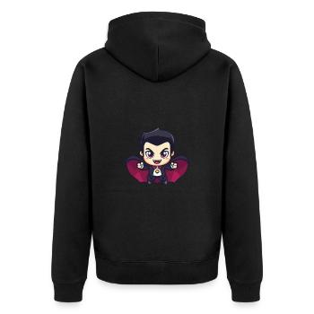 Vampire Halloween Cartoon - Unisex Premium Organic Zip Hoodie - black - Back - Nico (187cm)