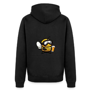 Biene Ski Bier - Unisex Premium Bio Zip Hoodie - Schwarz - Hinten - Nico (187cm)