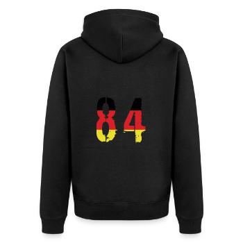 Maillot 84 Numéro Allemagne - Veste à capuche bio Premium Unisexe - noir - Dos - Nico (187cm)