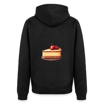 Käsekuchen Pixel - Unisex Premium Bio Zip Hoodie - Schwarz - Hinten - Nico (187cm)