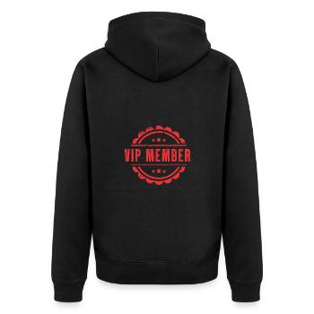 Vip Member Stempel - Unisex Premium Bio Zip Hoodie - Schwarz - Hinten - Nico (187cm)