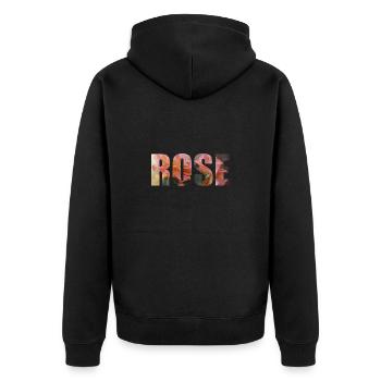 Rose - design romantique - Veste à capuche bio Premium Unisexe - noir - Dos - Nico (187cm)