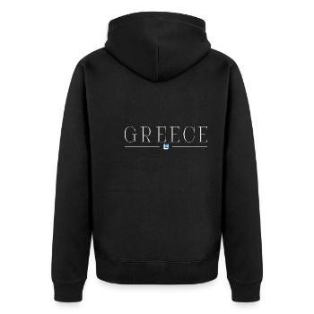 Ich liebe Griechenland - Unisex Premium Bio Zip Hoodie - Schwarz - Hinten - Nico (187cm)
