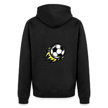 Fussball Symbol Feuer - Unisex Premium Bio Zip Hoodie - Schwarz - Hinten - Nico (187cm)