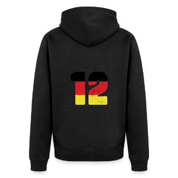 12 Numéro Jersey Allemagne - Veste à capuche bio Premium Unisexe - noir - Dos - Nico (187cm)
