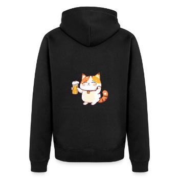 Cat Beer Comic Party - Unisex Premium Organic Zip Hoodie - black - Back - Nico (187cm)