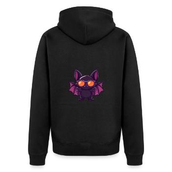 Fledermaus Halloween Cool - Unisex Premium Bio Zip Hoodie - Schwarz - Hinten - Nico (187cm)