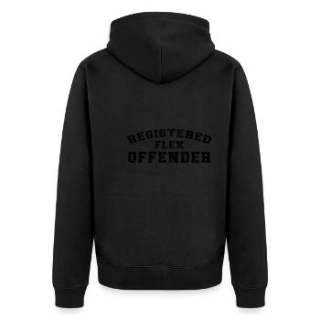 Funny Registered Flex Offender Bodybuilding - Unisex Premium Bio Zip Hoodie - Schwarz - Hinten - Nico (187cm)