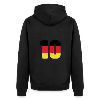 10 Zahl Trikot Deutschland - Unisex Premium Bio Zip Hoodie - Schwarz - Hinten - Nico (187cm)