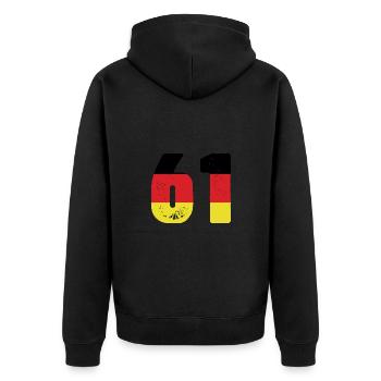 61 Numéro Jersey Allemagne - Veste à capuche bio Premium Unisexe - noir - Dos - Nico (187cm)