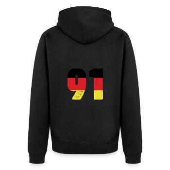 91 Numéro Jersey Allemagne - Veste à capuche bio Premium Unisexe - noir - Dos - Nico (187cm)