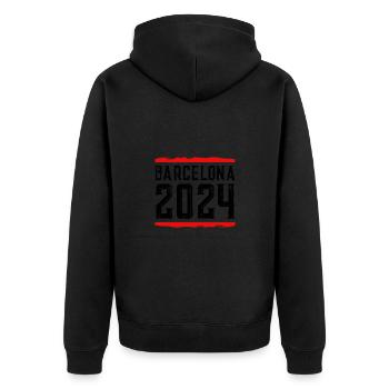 Barcelona 2024 - Unisex Premium Bio Zip Hoodie - Schwarz - Hinten - Nico (187cm)