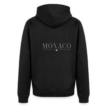 Monaco T-Shirt: Eleganz & Stil - Unisex Premium Bio Zip Hoodie - Schwarz - Hinten - Nico (187cm)
